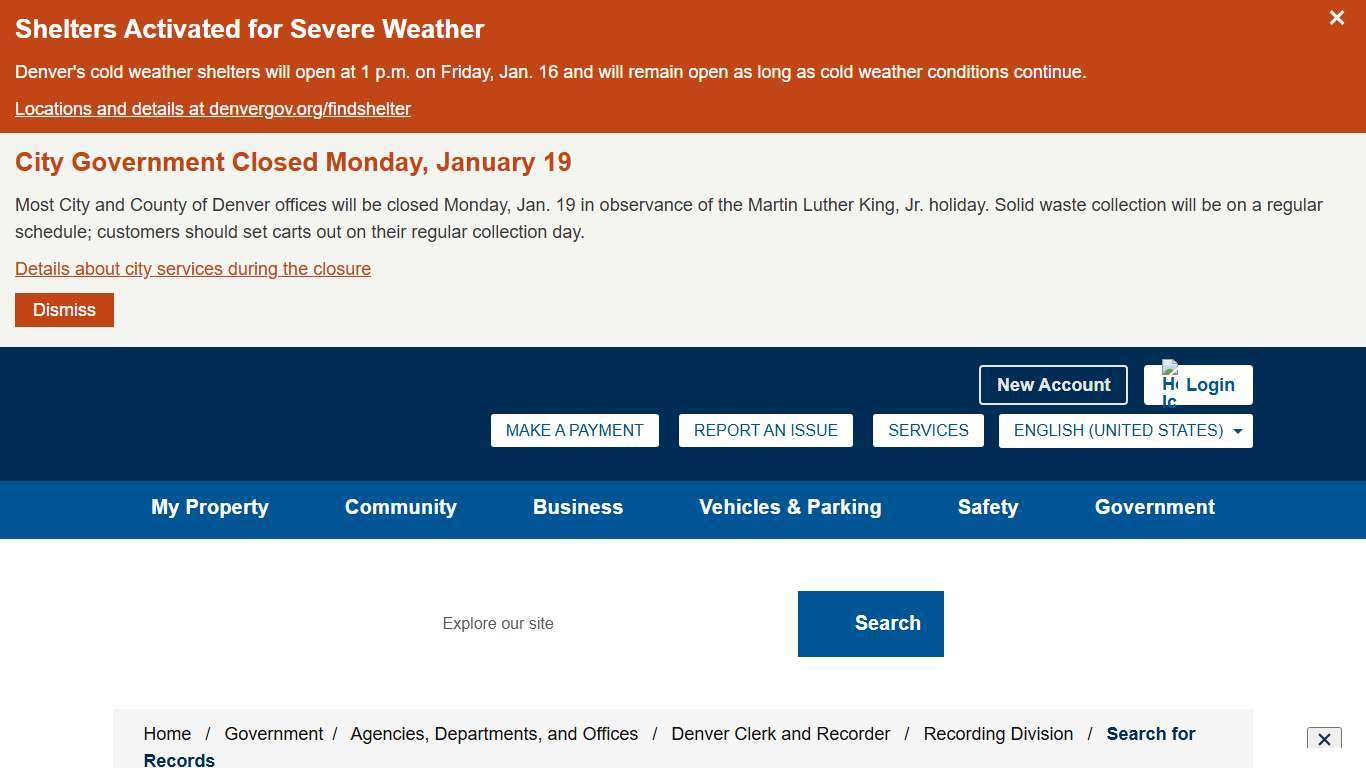 Search for Records - City and County of Denver